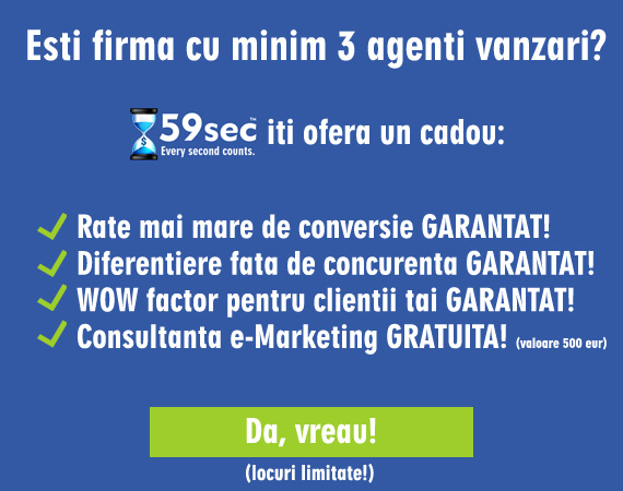 Cadoul 59sec pentru companii cu minim 3 agenti vanzari Cadoul 59sec pentru companii cu minim 3 agenti vanzari